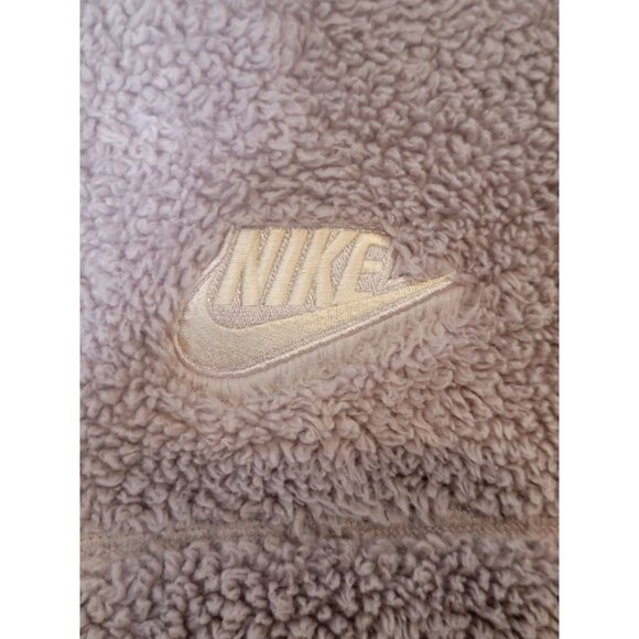 Nike Sherpa Cropped Quarter Zip Fleece Jacket Size Large Women's Gray Green - Picture 4 of 5